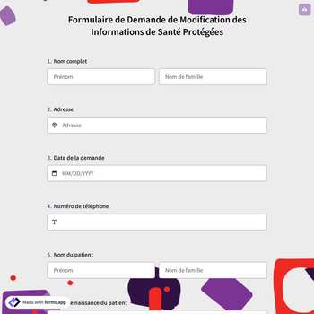 Formulaire de Demande de Modification des Informations de Santé Protégées