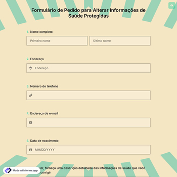 Formulário de Pedido para Alterar Informações de Saúde Protegidas