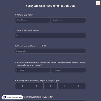 Volleyball Gear Recommendation Quiz