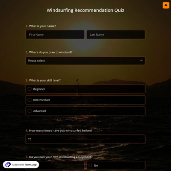 Windsurfing Recommendation Quiz