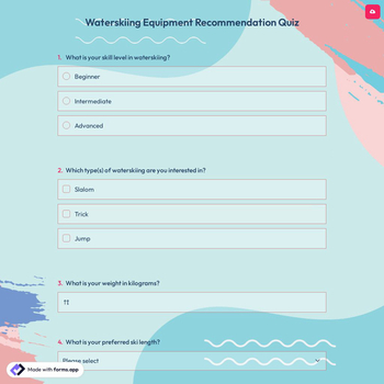 Waterskiing Equipment Recommendation Quiz