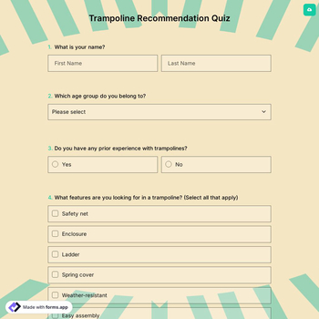 Trampoline Recommendation Quiz