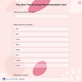 Ties, Bow Ties & Cravats Recommendation Quiz