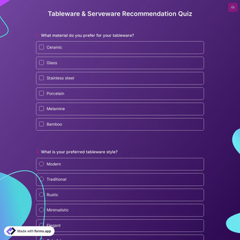 Tableware & Serveware Recommendation Quiz