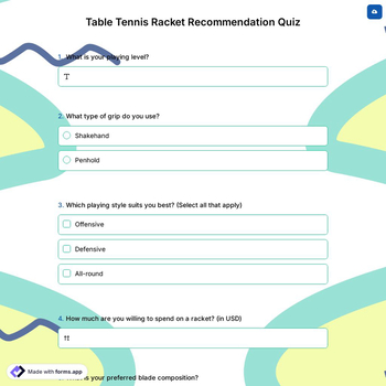 Table Tennis Racket Recommendation Quiz