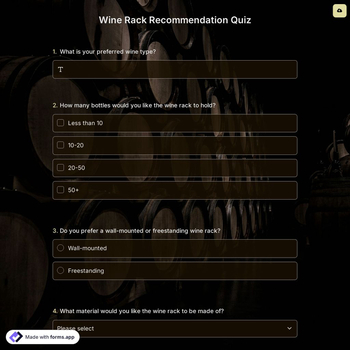Wine Rack Recommendation Quiz