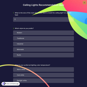 Ceiling Lights Recommendation Quiz