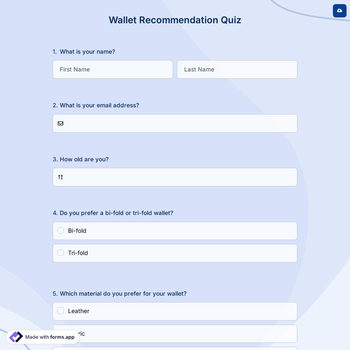 Wallet Recommendation Quiz
