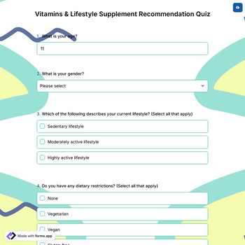 Vitamins & Lifestyle Supplement Recommendation Quiz