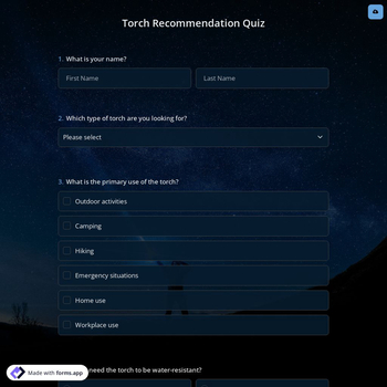 Torch Recommendation Quiz