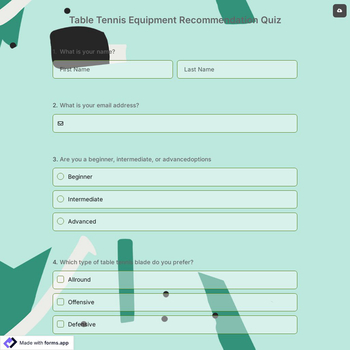 Table Tennis Equipment Recommendation Quiz
