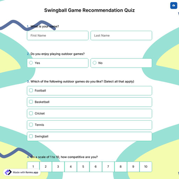 Swingball Game Recommendation Quiz