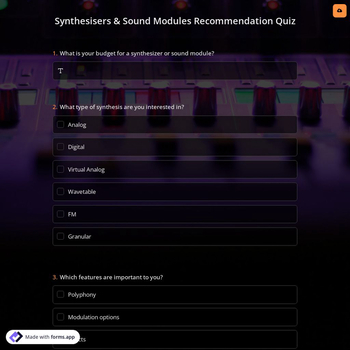 Synthesisers & Sound Modules Recommendation Quiz