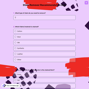Stain Remover Recommendation Quiz