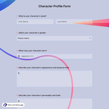 Character Profile Form