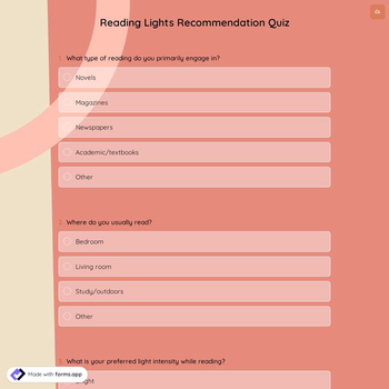 Reading Lights Recommendation Quiz