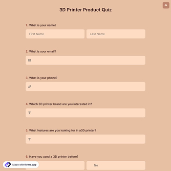 3D Printer Product Quiz