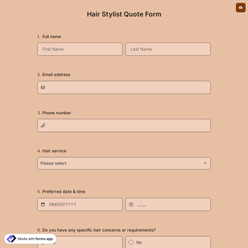 Hair Stylist Quote Form