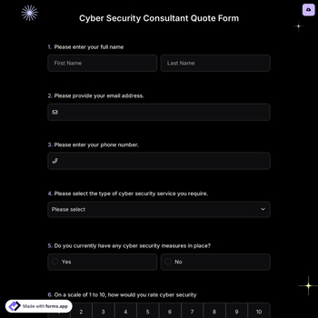 Cyber Security Consultant Quote Form
