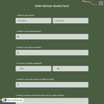 Debt Adviser Quote Form
