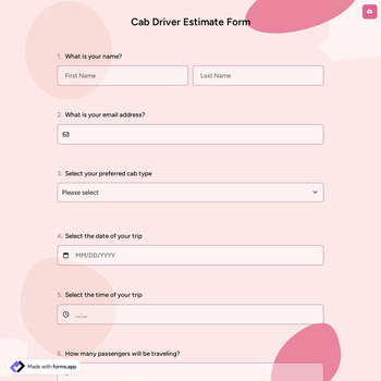 Cab Driver Estimate Form