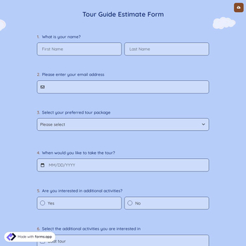 Tour Guide Estimate Form