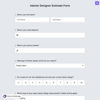 Interior Designer Estimate Form