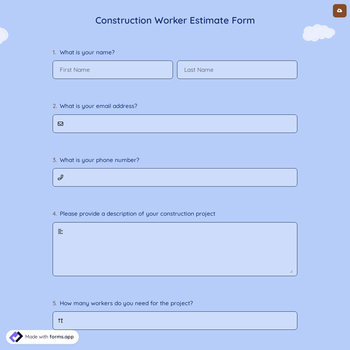 Construction Worker Estimate Form