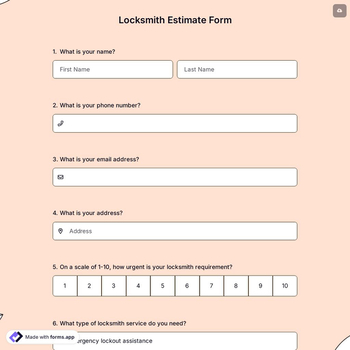 Locksmith Estimate Form