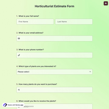 Horticulturist Estimate Form