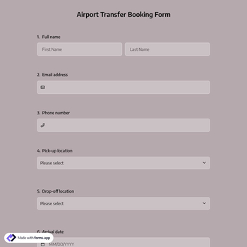 Airport Transfer Booking Form