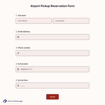 Airport Pickup Reservation Form