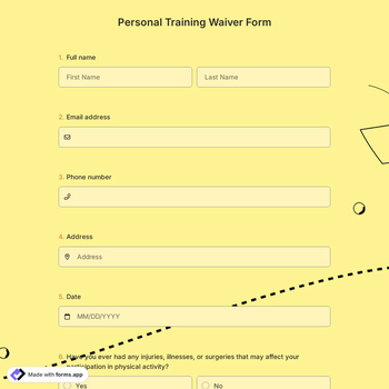 Personal Training Waiver Form