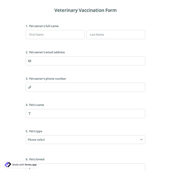 Veterinary Vaccination Form