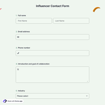 Influencer Contact Form