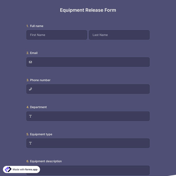 Equipment Release Form