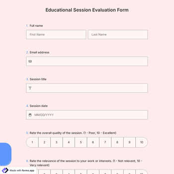 Educational Session Evaluation Form