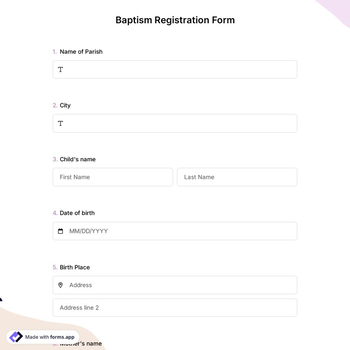 Baptism Registration Form