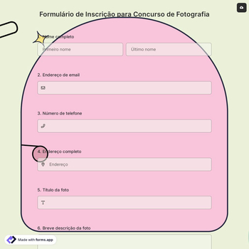 Formulário de Inscrição para Concurso de Fotografia