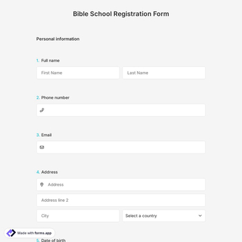 Bible School Registration Form