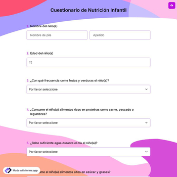 Cuestionario de Nutrición Infantil