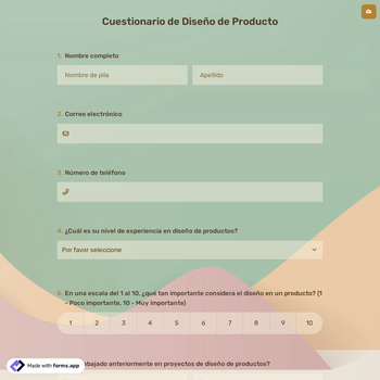 Cuestionario de Diseño de Producto