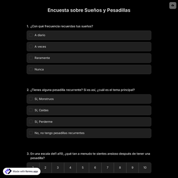 Encuesta sobre Sueños y Pesadillas