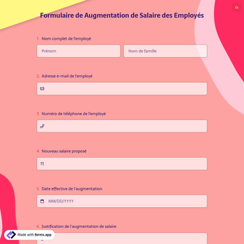 Formulaire de Augmentation de Salaire des Employés