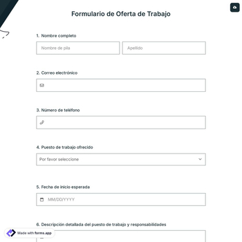 Formulario de Oferta de Trabajo