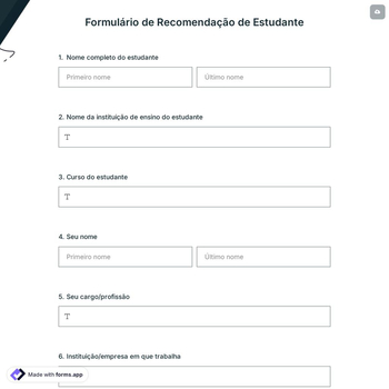 Formulário de Recomendação de Estudante
