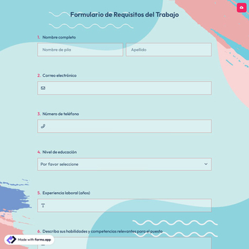 Formulario de Requisitos del Trabajo