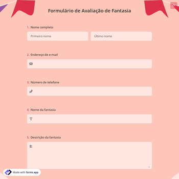 Formulário de Avaliação de Fantasia