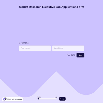 Market Research Executive Job Application Form