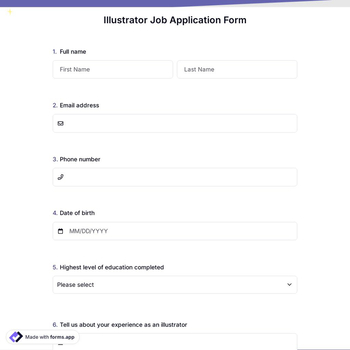 Illustrator Job Application Form